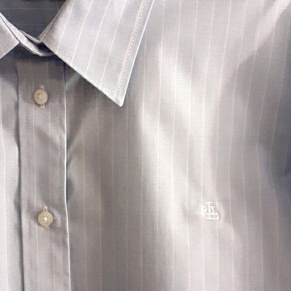 RALPH LAUREN MENS SHIRT Button Down Light Blue Pinstripe XL  NEW - Picture 2 of 5
